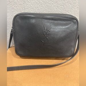 Saint Laurent Small Mono Leather Camera Bag-Grey